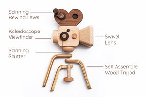 
                  
                    Load image into Gallery viewer, Father&amp;#39;s Factory - Super 16 Pro Wooden Toy Camera With Tripod
                  
                