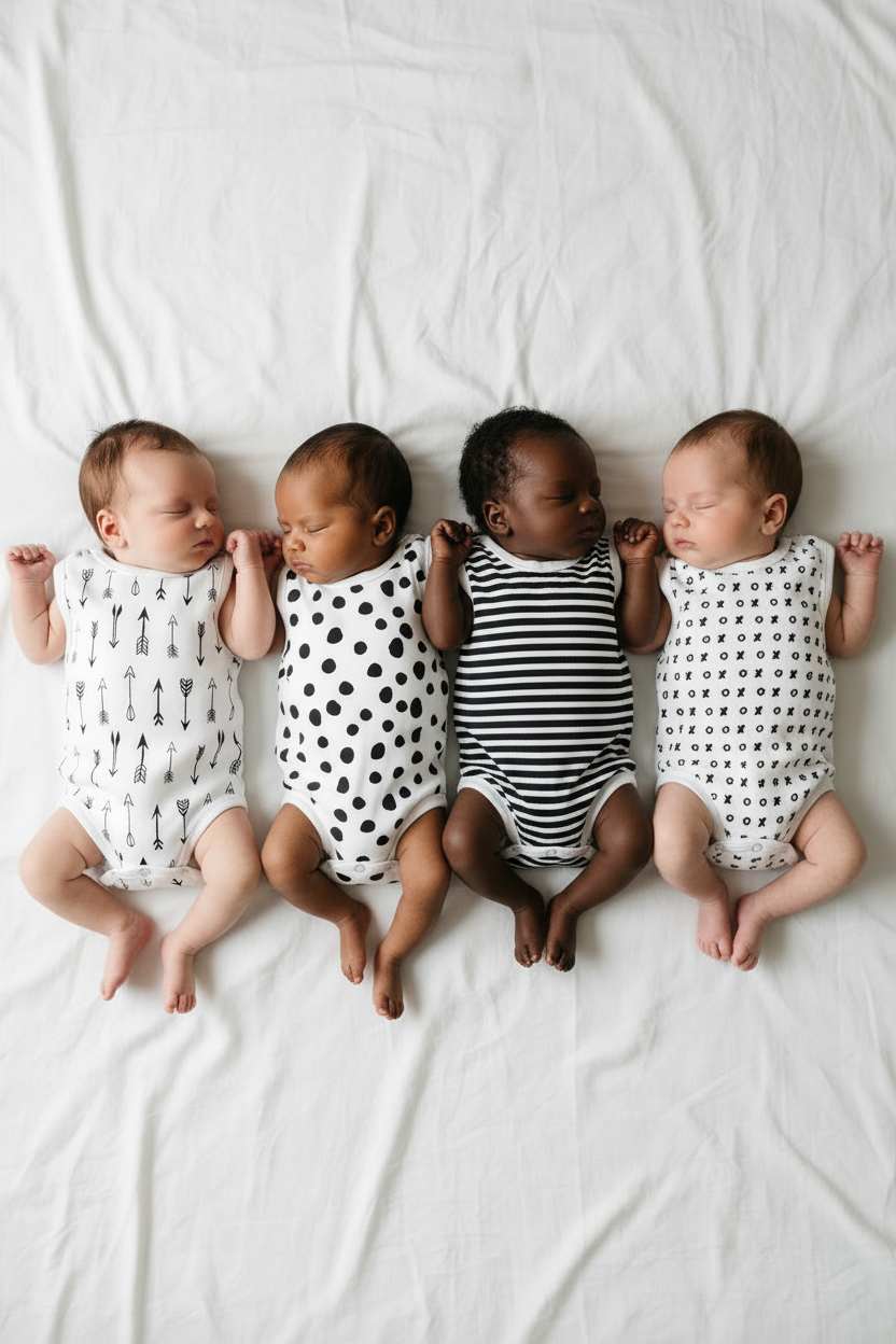 Signature print organic baby tank bodysuit by Modern Burlap