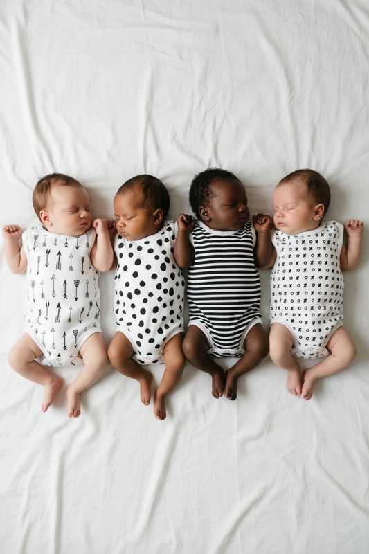 Signature print organic baby tank bodysuit by Modern Burlap