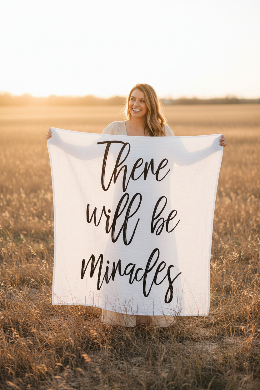 There Will Be Miracles Modern Burlap swaddle