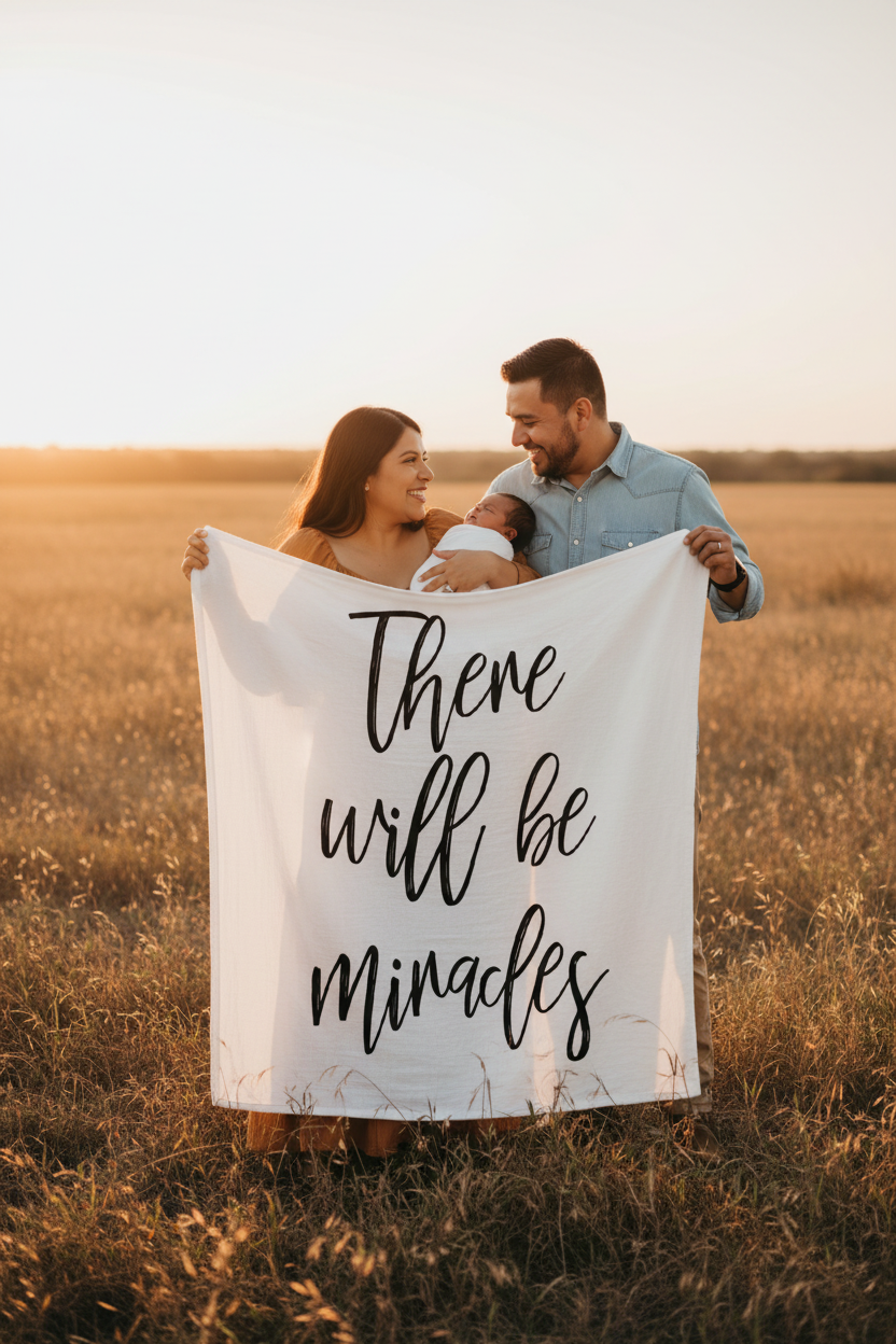 There Will Be Miracles swaddle and wall art by Modern Burlap