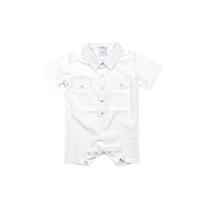 
                  
                    Load image into Gallery viewer, BlueQuail Clothing Co. - Gameday White Pearl Snap Romper: 3-6m
                  
                