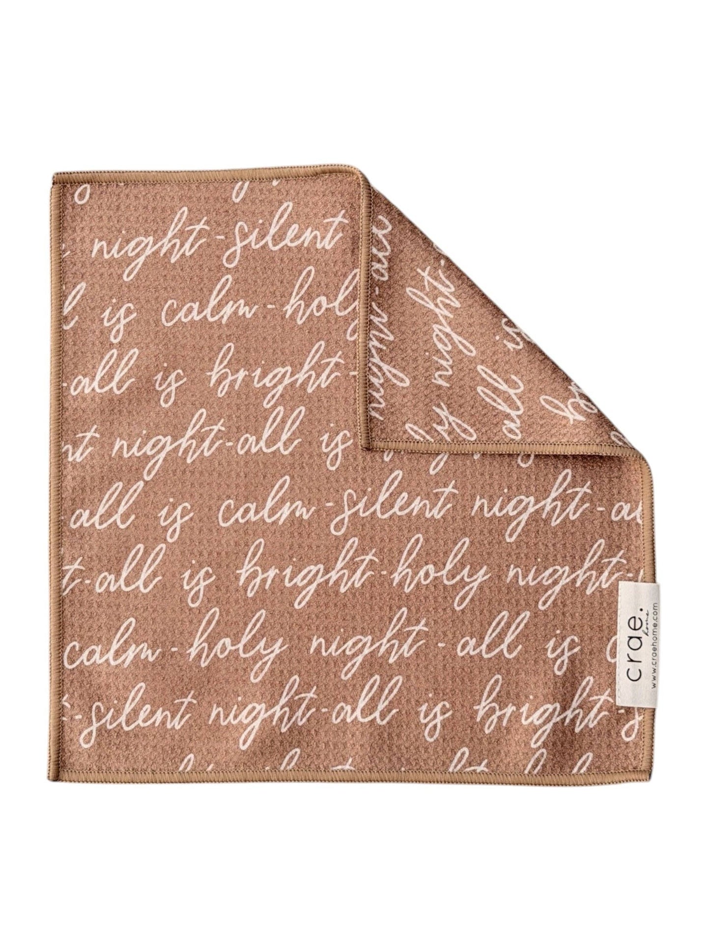 Crae.Home - Silent Night: Double-Sided Washcloth: Tan / Washcloth (12 in x 12 in)