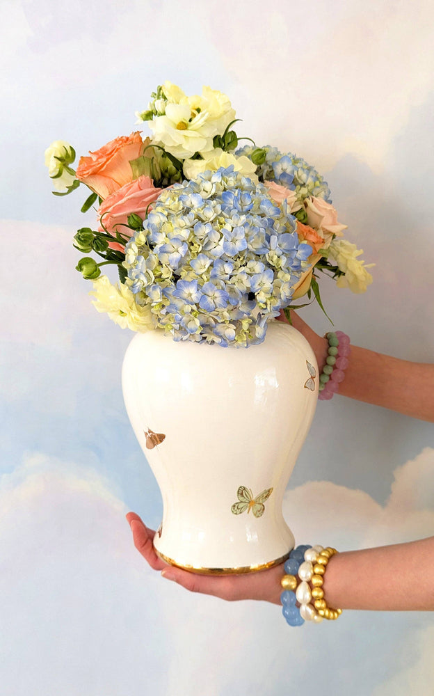 
                  
                    Load image into Gallery viewer, Lo Home | Ruby Clay - Gilded Butterflies Ginger Jars: Small
                  
                