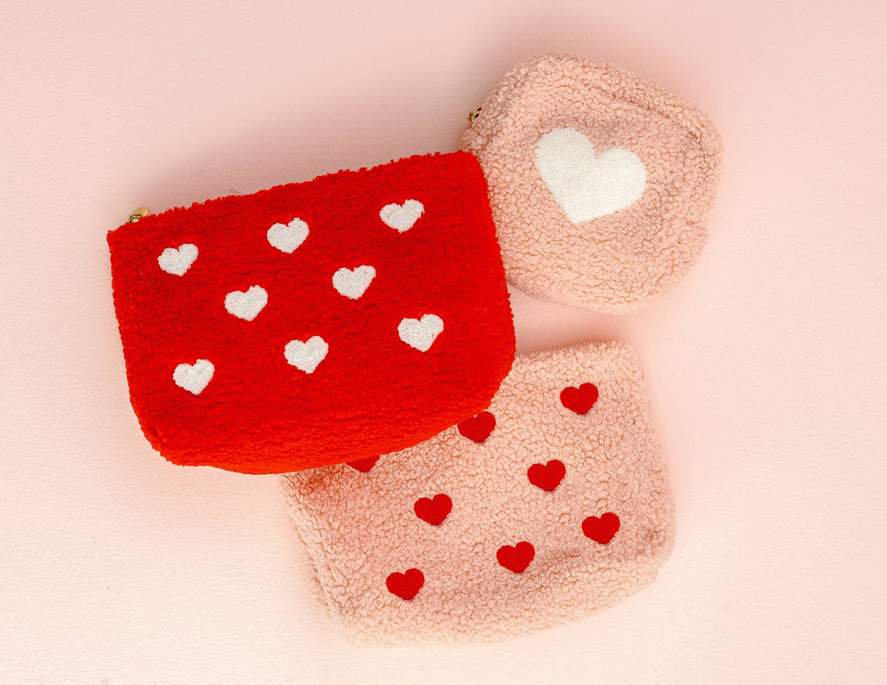 
                  
                    Load image into Gallery viewer, The Darling Effect - Pink Teddy Pouch - Hearts
                  
                