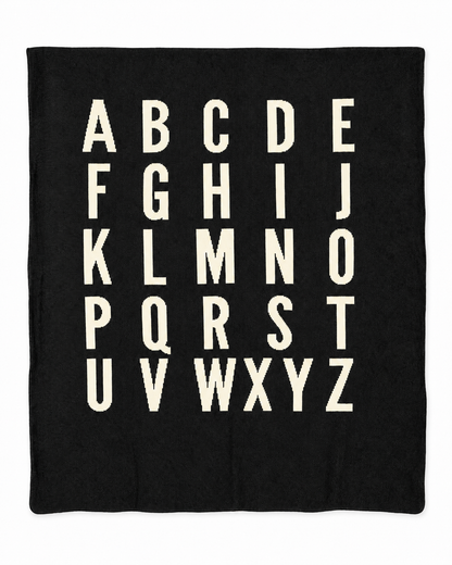 ABC blanket in Black, full studio view on white.