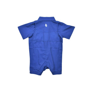 
                  
                    Load image into Gallery viewer, BlueQuail Clothing Co. - Gameday Navy Pearl Snap Romper: 3-6m
                  
                