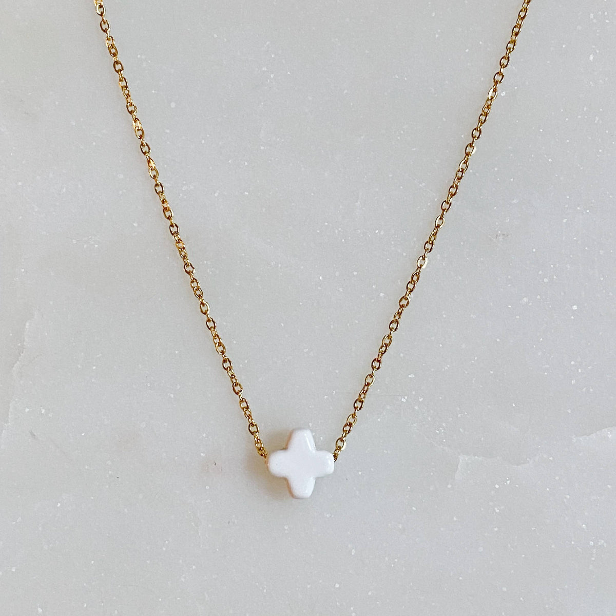 White So Very Blessed cross necklace by Ellison+Young