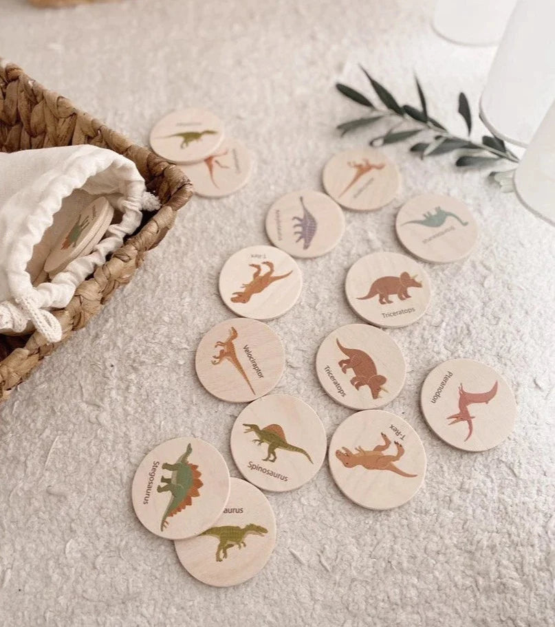 L and wood - Wooden Large Dino Memory Set (24 pcs)