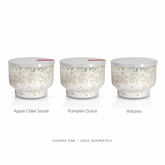 Capri Blue 10 oz Holiday Mercury candles: Apple Cider Social, Pumpkin Dulce and Volcano. Choose one; sold separately.