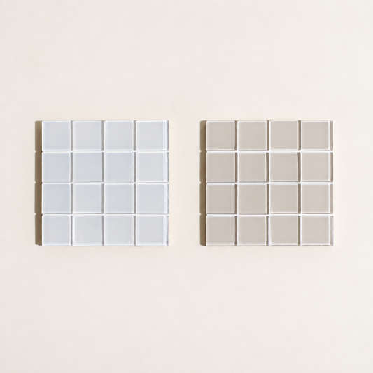 Glass Tile Coaster | White + Beige | Subtle Art Studios — options sold individually
