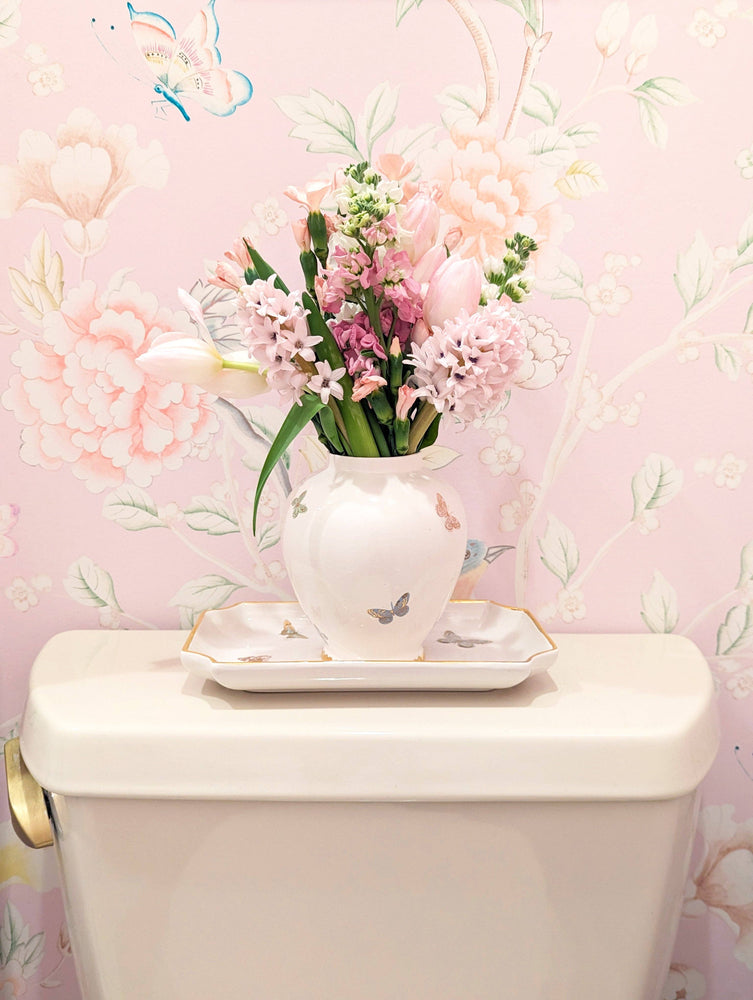 
                  
                    Load image into Gallery viewer, Lo Home | Ruby Clay - Gilded Butterflies Trays with 22K Gold Accent: Small
                  
                