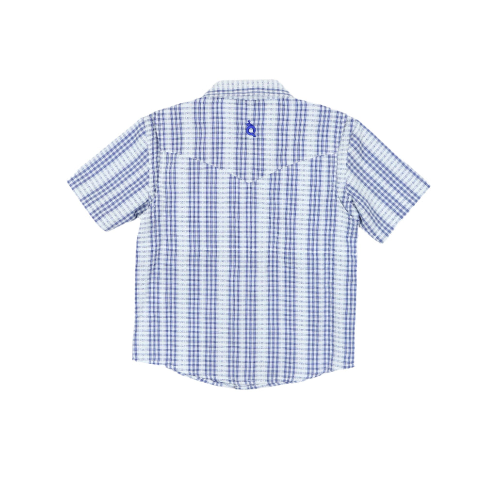 
                  
                    Load image into Gallery viewer, BlueQuail Clothing Co. - Navy Plaid Pearl Snap Short Sleeve Shirt: 8
                  
                