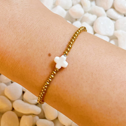 White So Very Blessed cross bracelet by Ellison+Young