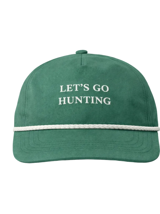 Lischka Brothers Let’s Go Hunting Rope Cap, Green, front view showing the design and rope detail