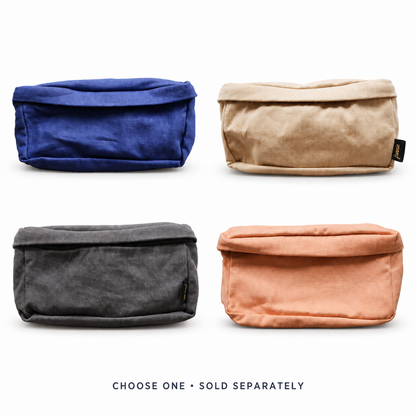 Fannie cotton sling bags in Blueberry, Desert Sand, Gray and Peach — choose one, sold separately