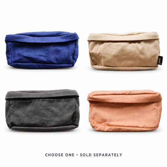 Fannie cotton sling bags in Blueberry, Desert Sand, Gray and Peach — choose one, sold separately