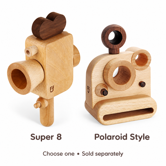 Wooden Toy Camera | Super 8 + Polaroid Style | Father's Factory; choose one, sold separately.