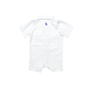 
                  
                    Load image into Gallery viewer, BlueQuail Clothing Co. - Gameday White Pearl Snap Romper: 3-6m
                  
                