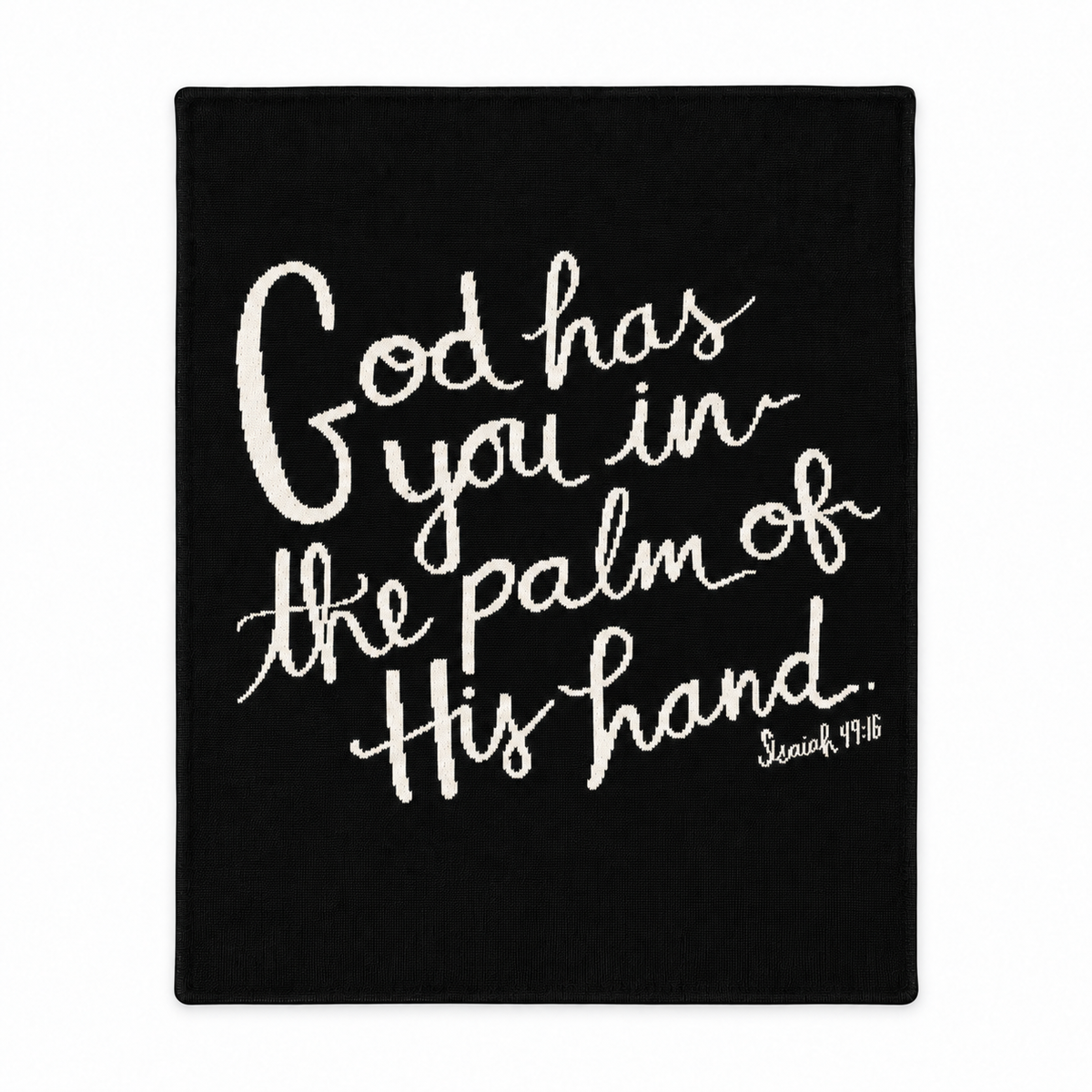 God Has You throw blanket — Black, centered artwork, full studio view.