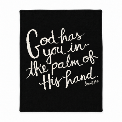 God Has You throw blanket — Black, centered artwork, full studio view.