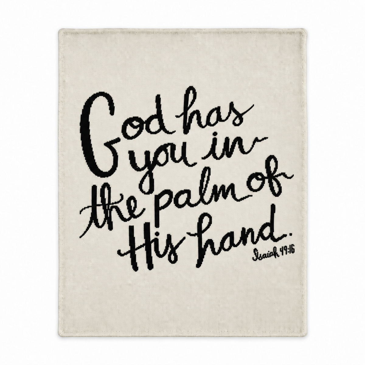 God Has You throw blanket — Natural, centered artwork, full studio view.