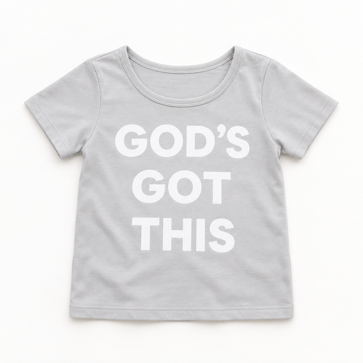 God’s Got This light gray kids scoop-neck tee, front studio view