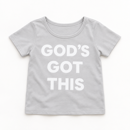God’s Got This light gray kids scoop-neck tee, front studio view