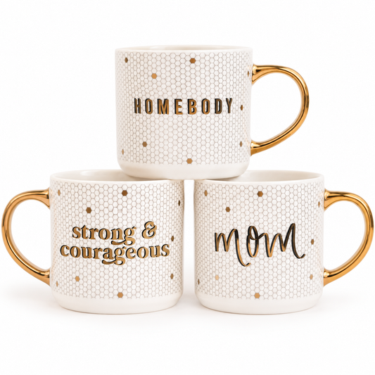 Sweet Water Decor 17 oz gold detail mugs — options sold individually