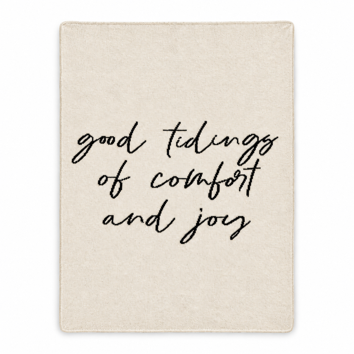 Good Tidings of Comfort and Joy recycled cotton blanket — Natural studio flat lay