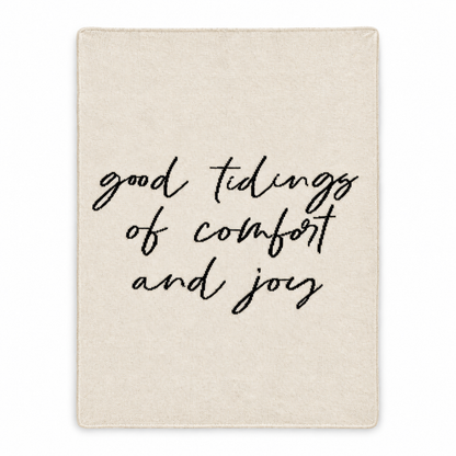 Good Tidings of Comfort and Joy recycled cotton blanket — Natural studio flat lay