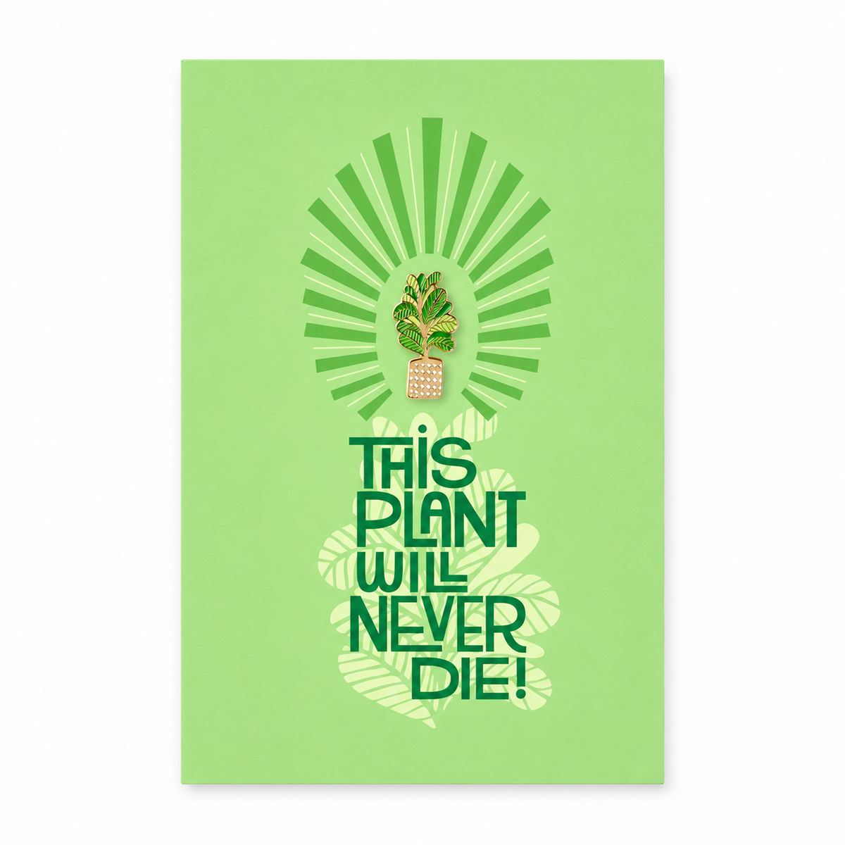 The Good Twin Plant pin with matching card on a white background