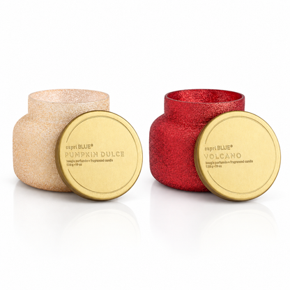 Glitter Signature Jar Candle | 19 oz | Capri Blue: Pumpkin Dulce / Champagne Glitter, Volcano / Glam Glitter. Options sold separately.