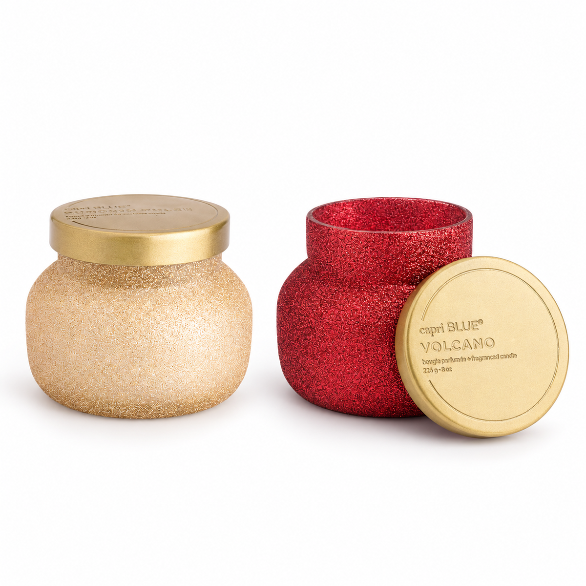 Glitter Petite Jar Candle | 8 oz | Capri Blue: Pumpkin Dulce / Champagne Glitter, Volcano / Glam Glitter. Options sold separately.