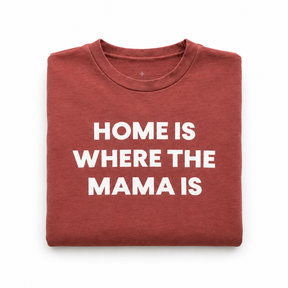 Home Is Where the Mama Is adult Marsala sweatshirt, folded studio detail