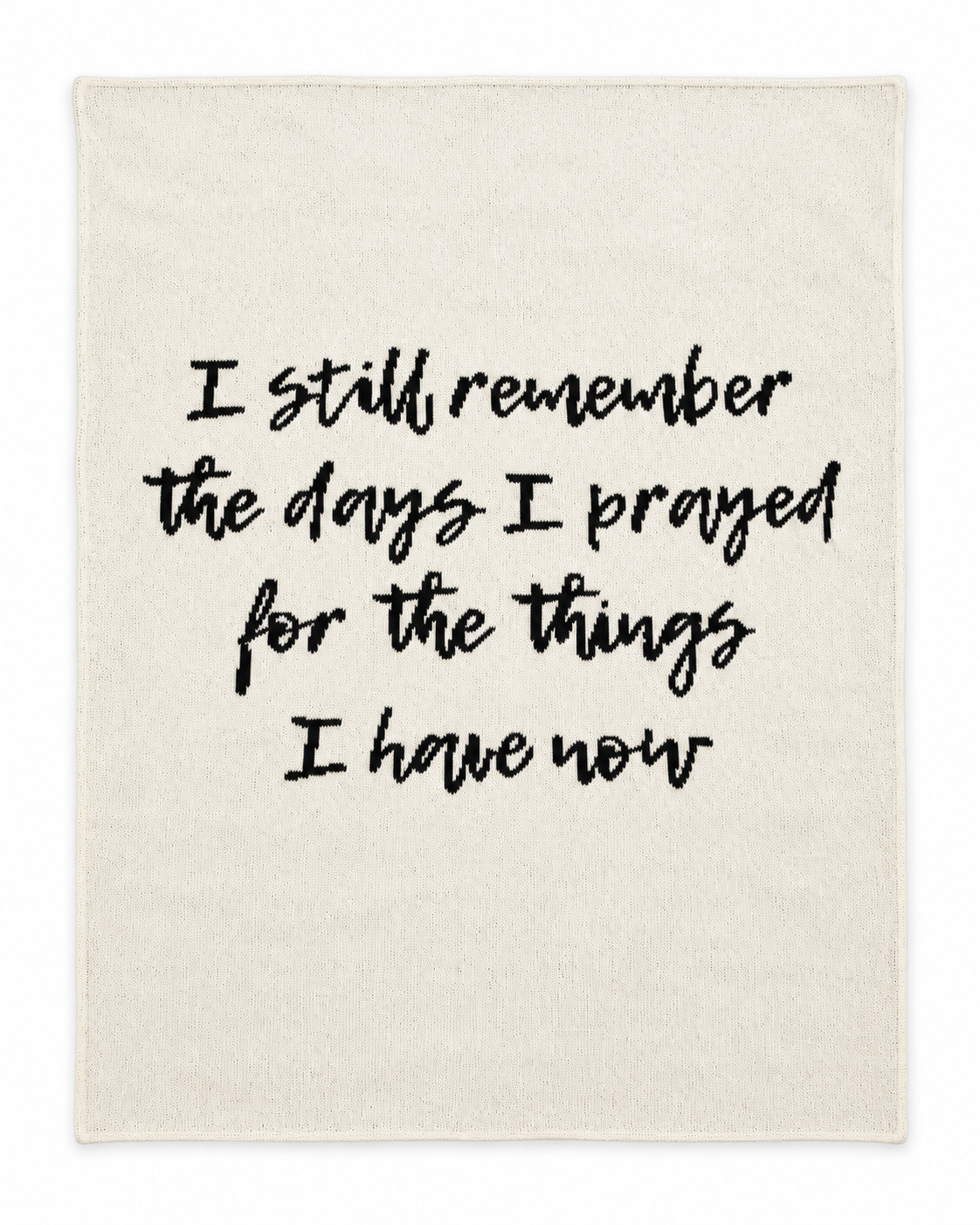 I Still Remember the Days I Prayed recycled cotton blanket — Natural studio flat lay