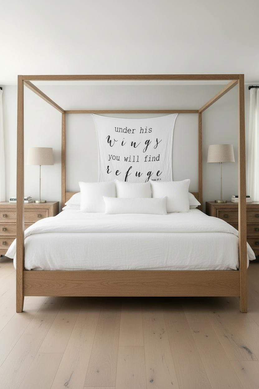Psalm 91:4 Scripture Swaddle + Wall Art | GOTS Certified Organic Cotton Muslin