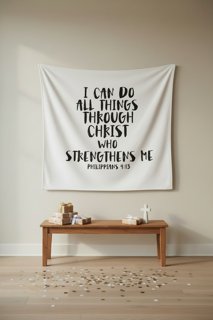 Philippians 4:13 Christian baby swaddle by Modern Burlap