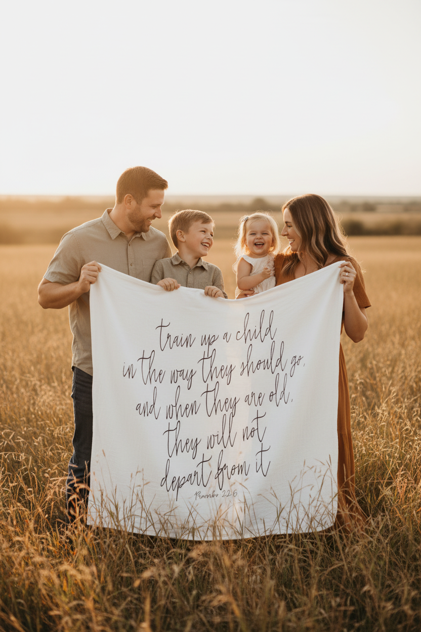 Proverbs 22:6 Scripture swaddle and wall art by Modern Burlap