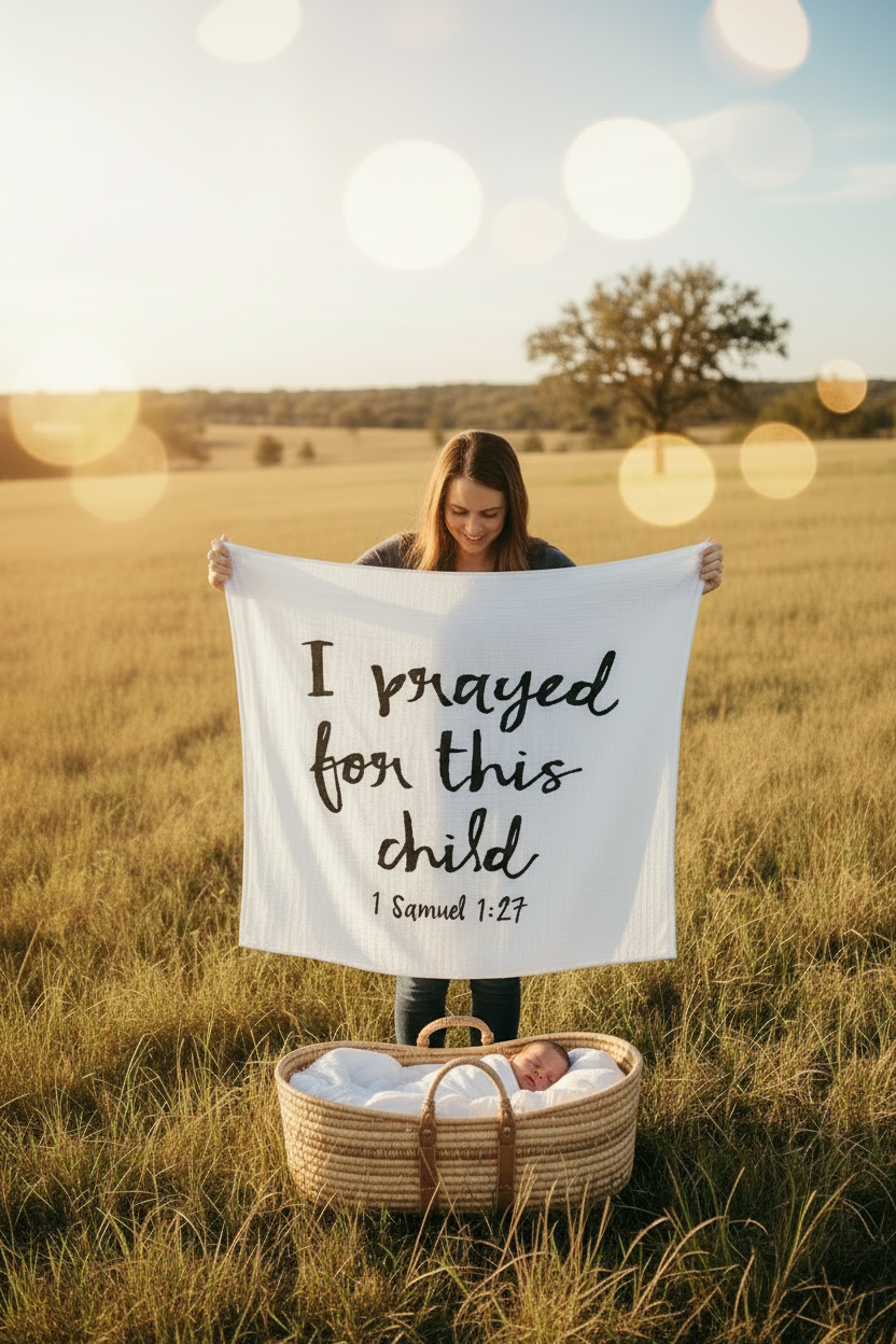 1 Samuel 1:27 Scripture swaddle and wall art by Modern Burlap