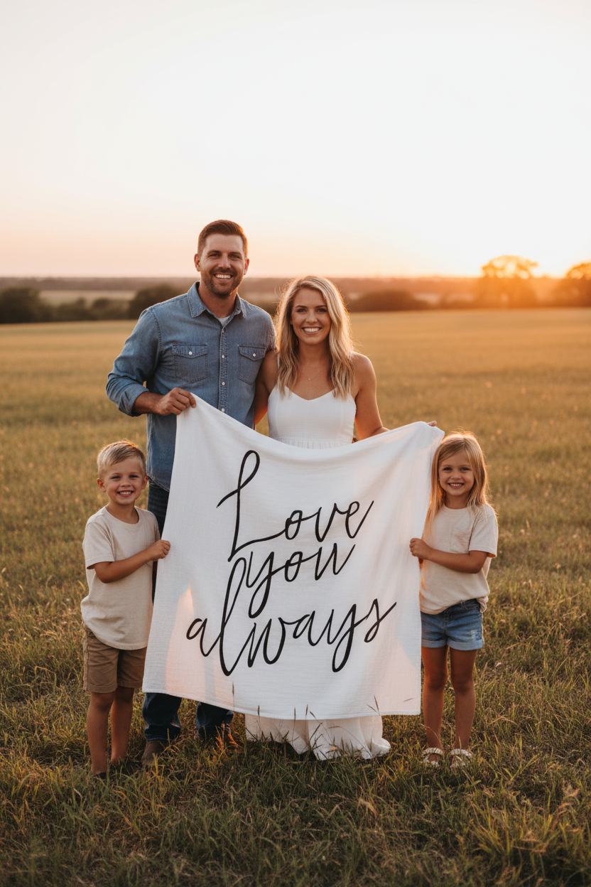 Love You Always Organic Swaddle + Wall Art | GOTS Certified Organic Cotton Muslin
