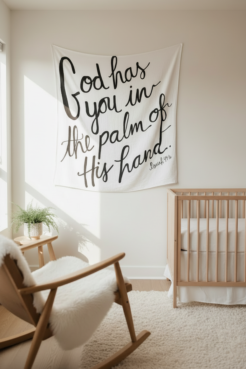 Isaiah 49:16 Scripture swaddle and nursery wall art