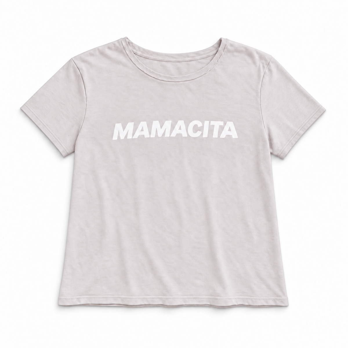 Mamacita organic women's tee with hemmed sleeves, front studio view