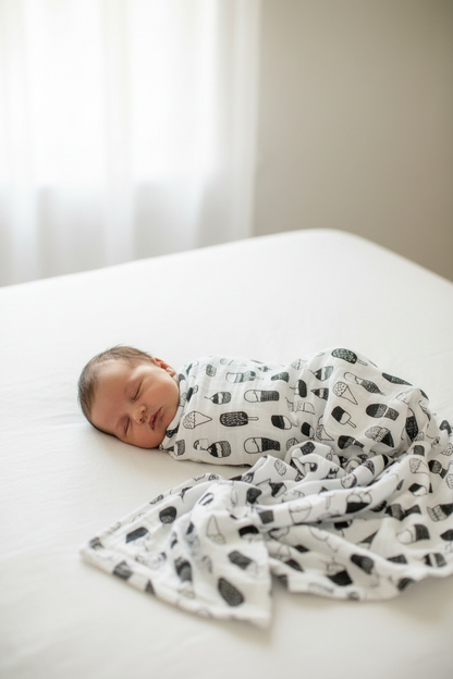 Mini Ice Cream Love Organic Swaddle | GOTS Certified Organic Cotton Muslin