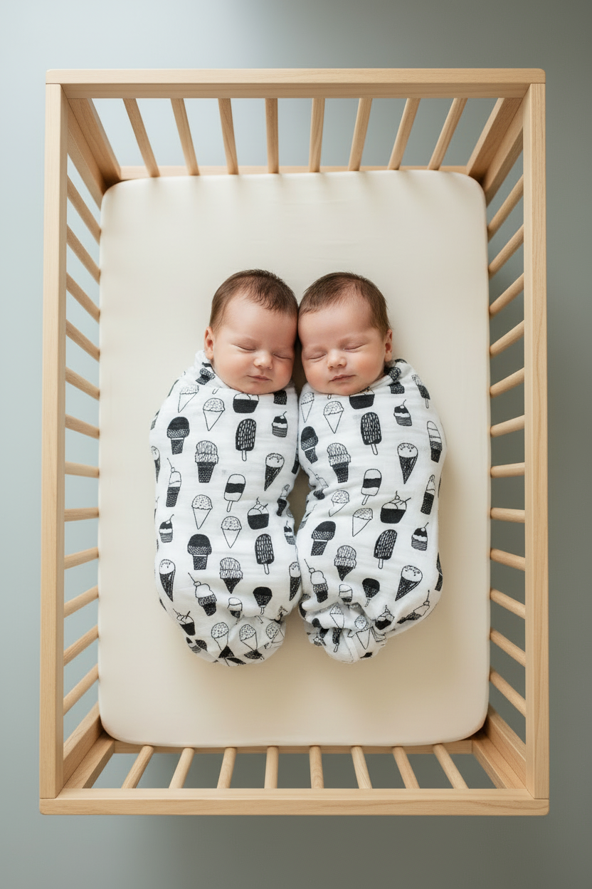 Mini Ice Cream Love Organic Swaddle | GOTS Certified Organic Cotton Muslin
