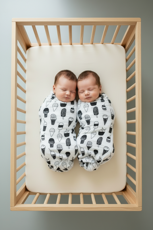 Mini Ice Cream Love Organic Swaddle | GOTS Certified Organic Cotton Muslin