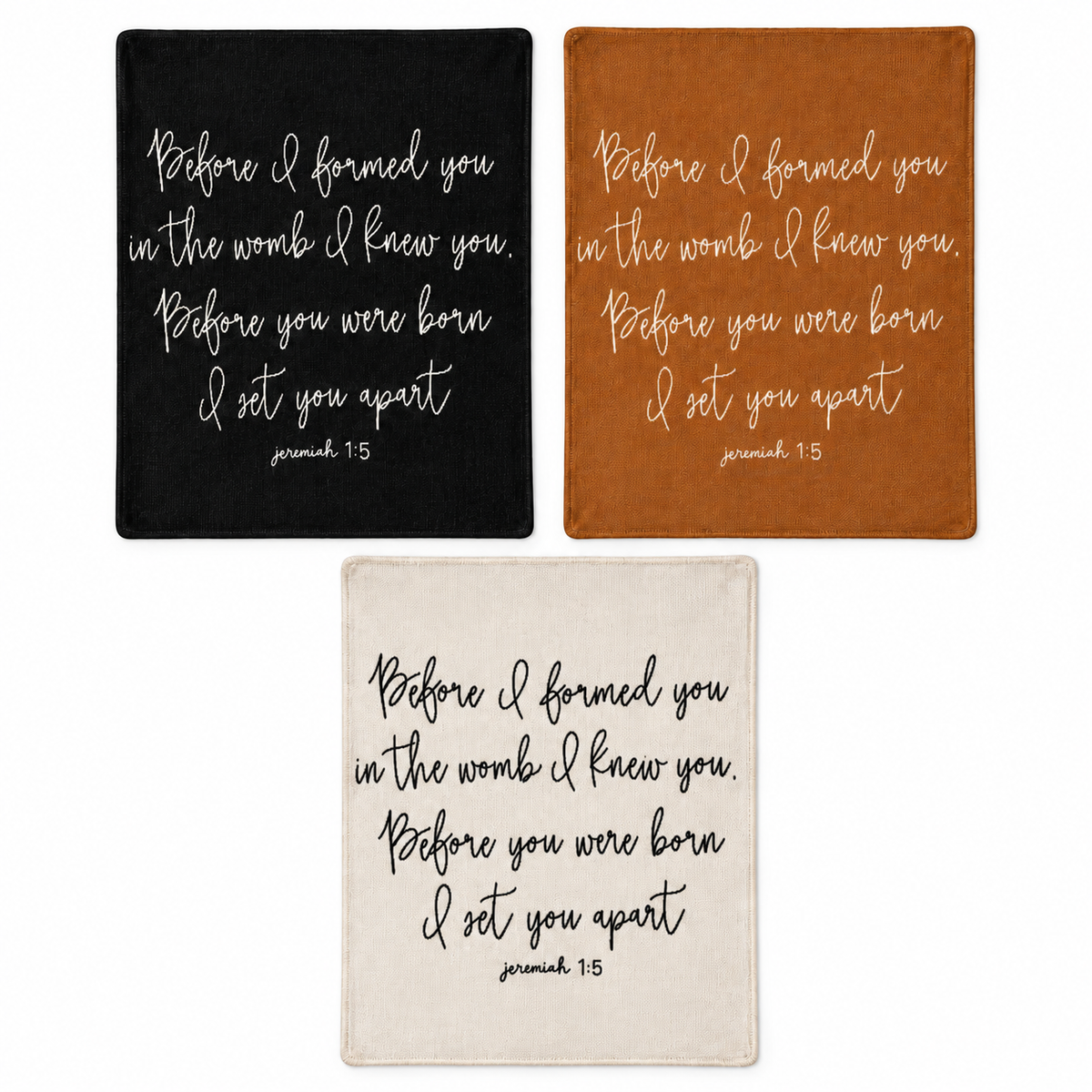 Jeremiah 1:5 Recycled Cotton Throw Blanket | Classic Design — all color options, each sold separately