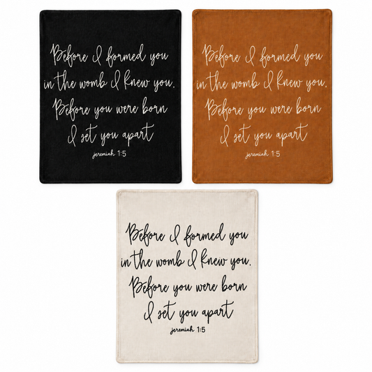 Jeremiah 1:5 Recycled Cotton Throw Blanket | Classic Design — all color options, each sold separately