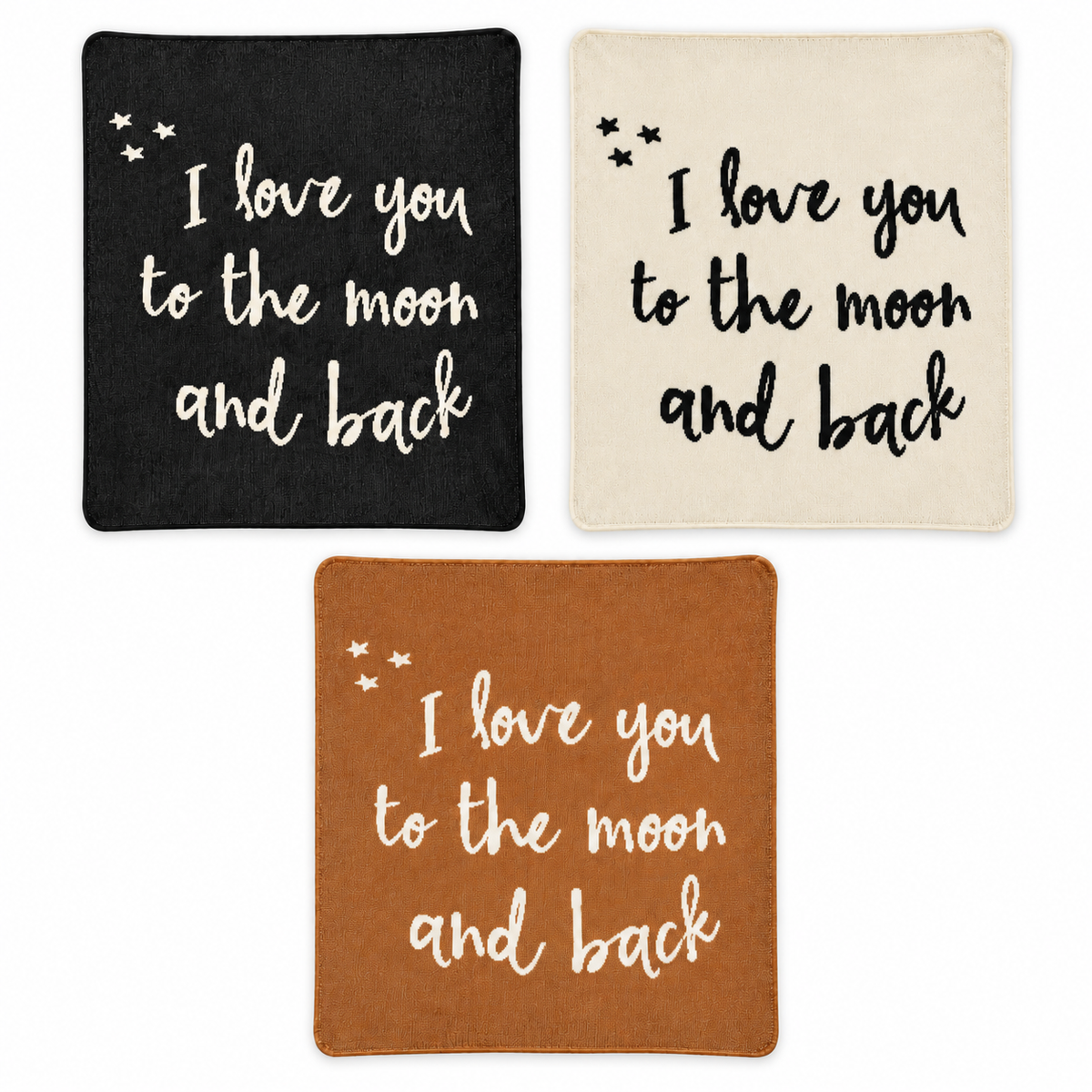 Love You to the Moon and Back Recycled Cotton Throw Blanket — all color options, each sold separately