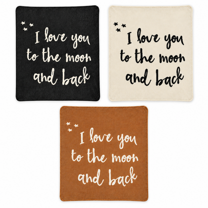 Love You to the Moon and Back Recycled Cotton Throw Blanket — all color options, each sold separately